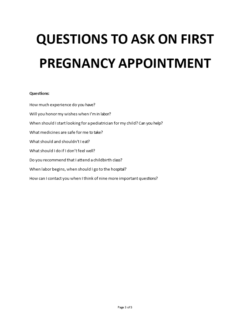 confirmation of pregnancy appointment example