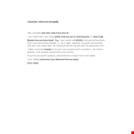 Character Refence Letter Template example document template