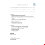 Secretary Job Description example document template