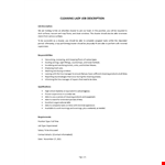 Cleaning Lady Job Description example document template
