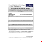 Investigation Status example document template