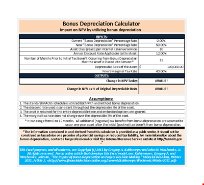 Bonus Depreciation Calculator