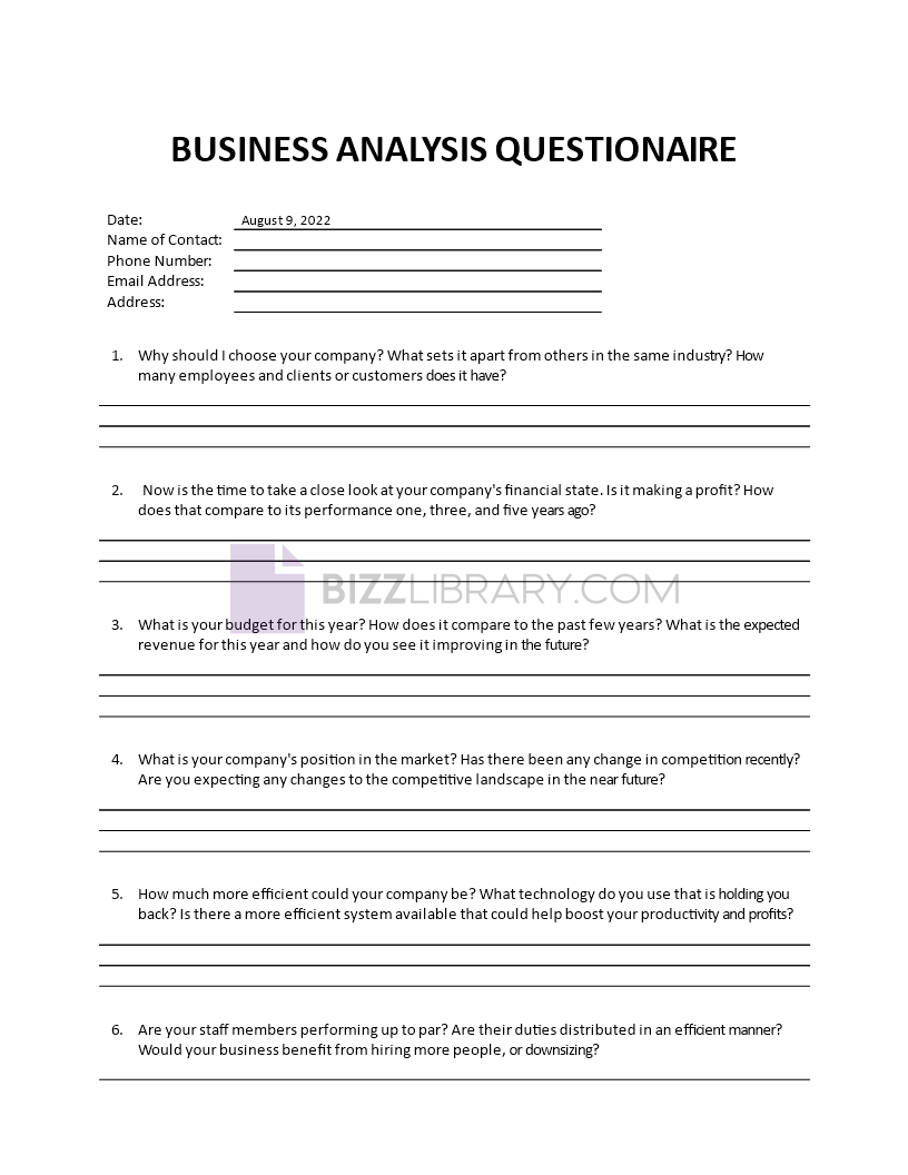 business analysis questionnaire Main Image business analysis questionnaire