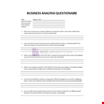 Business Analysis Questionnaire example document template