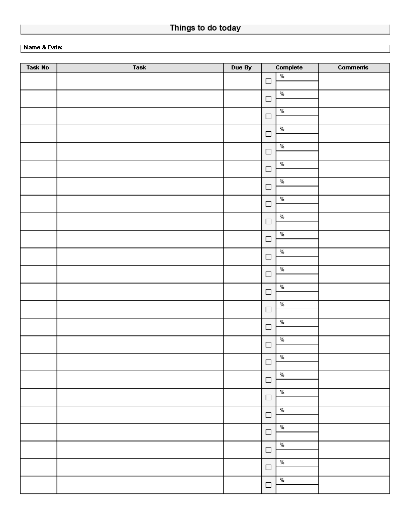 checklist template template