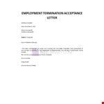 Employment Termination Acceptance Letter example document template 
