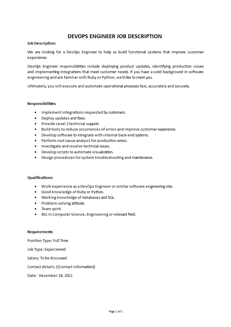 devops engineer job description Main Image devops engineer job description