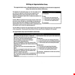 Writing an Argumentative Essay: Claim, Essay Point, Evidence, Counter example document template