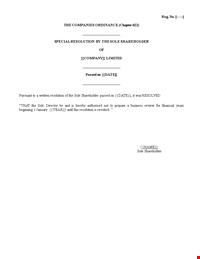 Special Resolution Sole Shareholder to prepare a business review for financial years