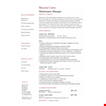 Maintenance Manager Resume example document template