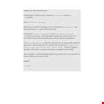 Thank You Email After Interview Template - Company Interview Title | Thank example document template