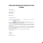 Employee Promotion Transfer Letter example document template 