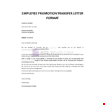 Employee Promotion Transfer Letter example document template