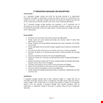IT Operations Manager Job Description example document template