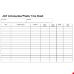 Construction Weekly Time Sheet Template example document template