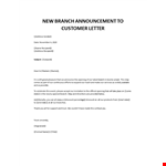 New branch announcement to customers letter example document template