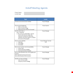 Kick Off Meeting Agenda for Project Success example document template