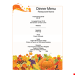 Dinner Menu Templates example document template