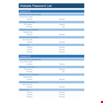 Password List Template - Manage Your Information and Access with Ease example document template