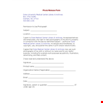 Photo Permission Release Form Template example document template