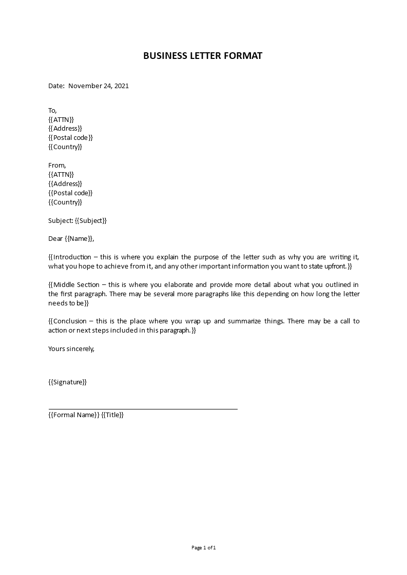 format business letter