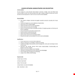 Network Administrator Fresher Job Description example document template