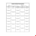 College Class Schedule Planning Sheet example document template