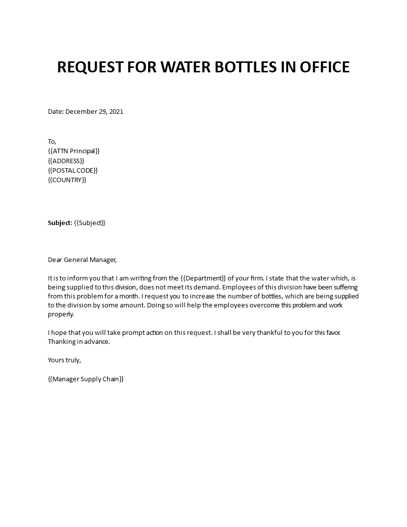 water increase request letter