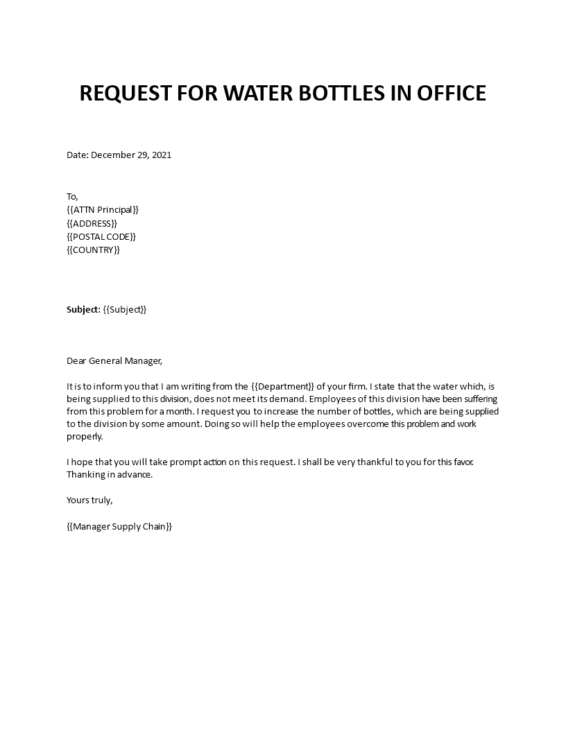 water prefect application letter