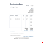 Free Construction Quotation Template for Your Company - Get a Quote Today! example document template