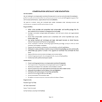 Compensation Specialist Job Description example document template