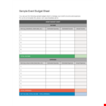 Sample Event Budget Sheet Template example document template