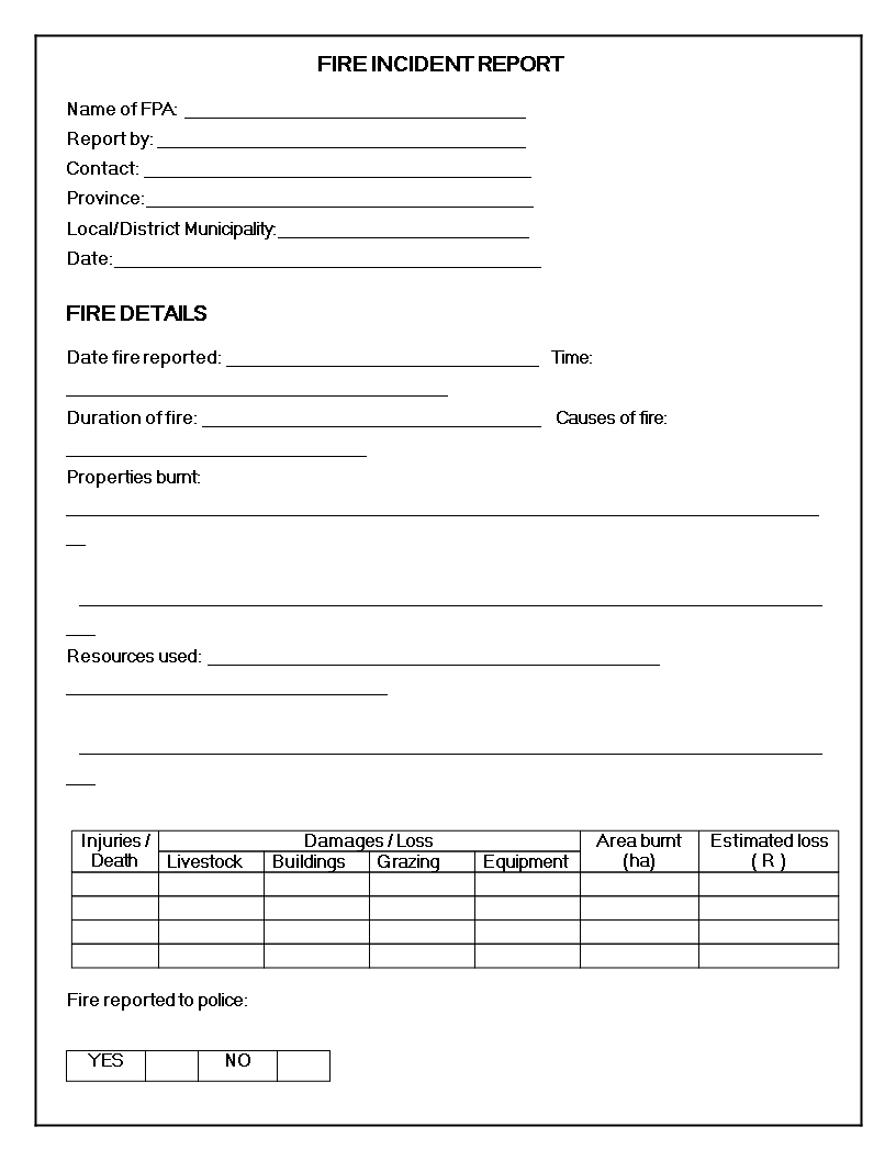 How To Make A Fire Incident Report