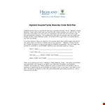 Hospital Birth Plan Template example document template