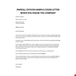 Payroll Officer cover letter  example document template