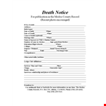Death Notice Template Word example document template