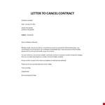 Letter to cancel contract example document template