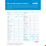 Monthly Budget Worksheet example document template