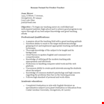 Resume Format For Fresher Teacher example document template