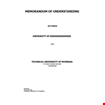 Collaboration Memorandum of Understanding Template for University Parties Shall example document template