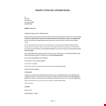Request Letter for Customer Review example document template 