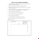 Class Homework Work Checklist Template example document template