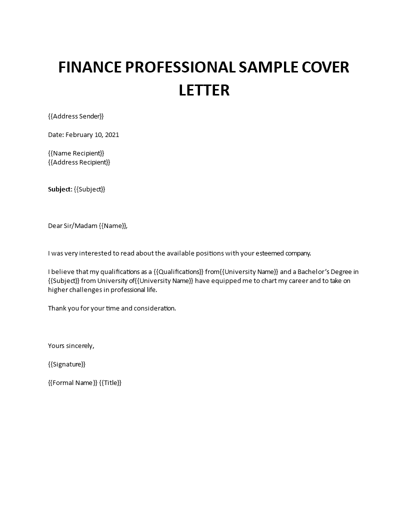 finance officer cover letter template