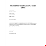 Finance Officer cover letter template example document template