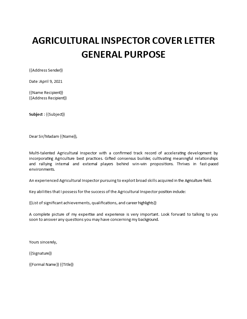 agricultural inspector cover letter Main Image agricultural inspector cover letter