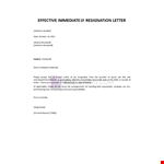 Resignation Letter Effective Immediately example document template