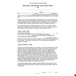 Create a Direct and Health Care Agent Living Will | Template example document template