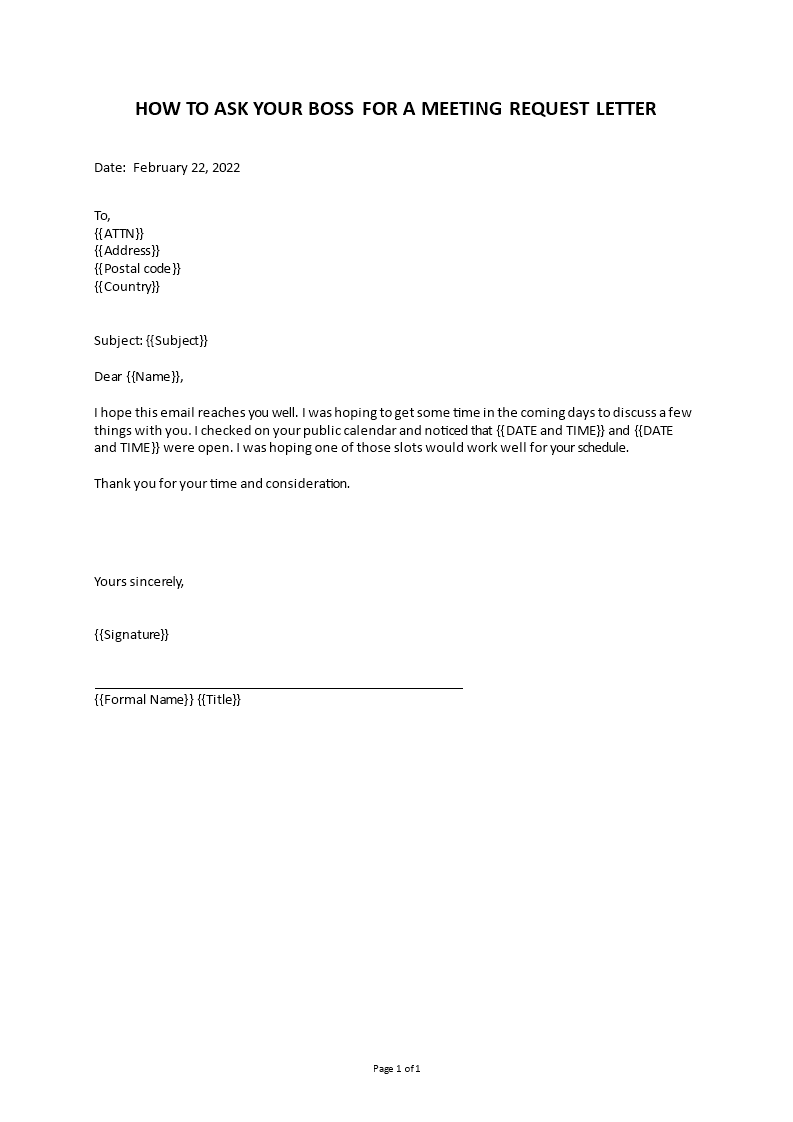 boss meeting request letter