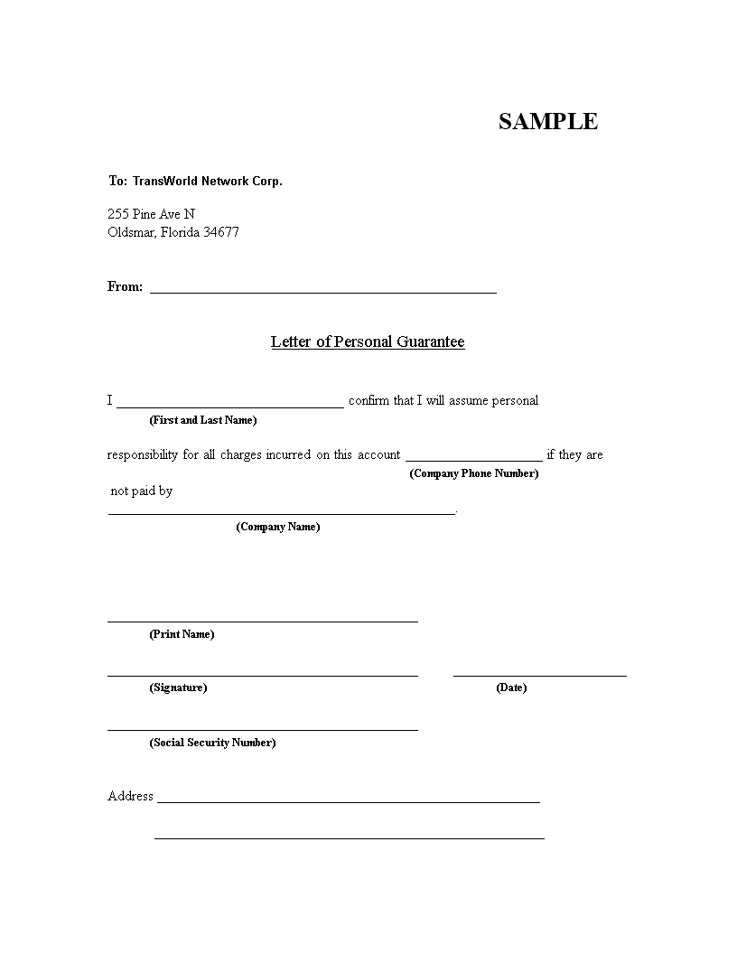 Personal Guarantee Letter Template: Craft a Strong Letter for Company