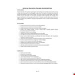 Physical Education Job Description example document template